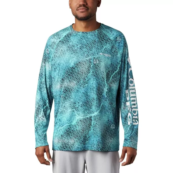 Columbia Mens Terminal Tackle PFG Sleeve LS ShirtBright Aqua Realtree Mako