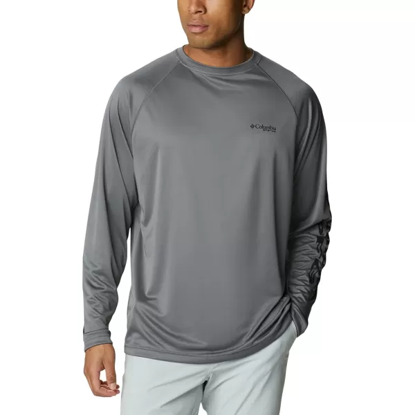 Columbia Mens Terminal Tackle PFG Sleeve LS ShirtCity GreyBlack Logo