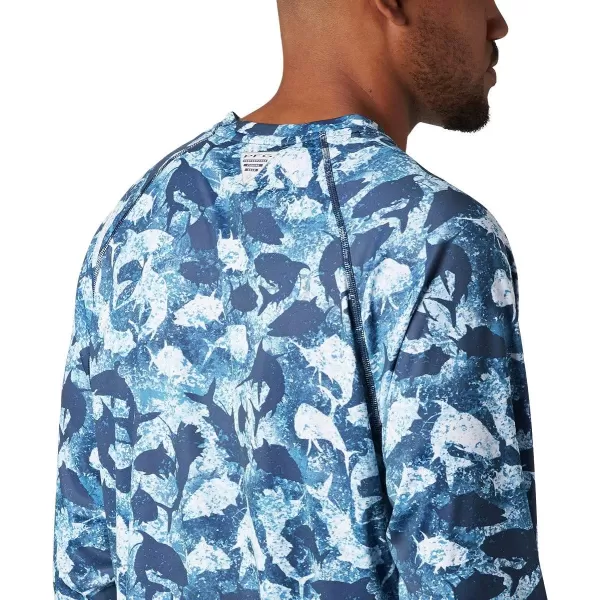 Columbia Mens Terminal Tackle PFG Sleeve LS ShirtCollegiate Navy Inside Out Camo