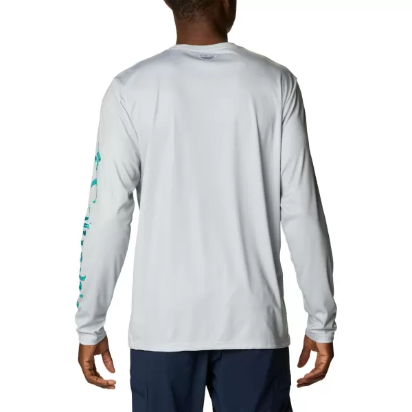 Columbia Mens Terminal Tackle PFG Sleeve LS ShirtCool GreyElectric Turquoise Realtree Horizon