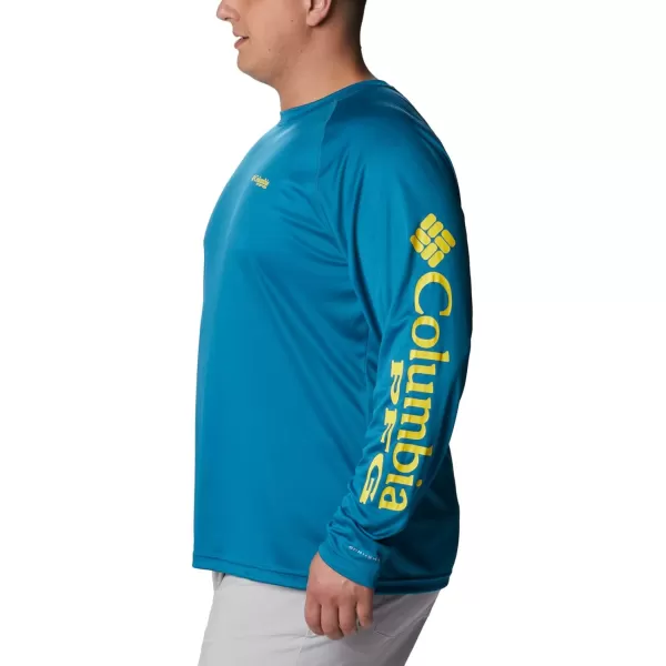 Columbia Mens Terminal Tackle PFG Sleeve LS ShirtDeep MarineLaser Lemon Logo