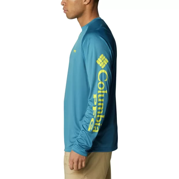 Columbia Mens Terminal Tackle PFG Sleeve LS ShirtDeep MarineLaser Lemon Logo