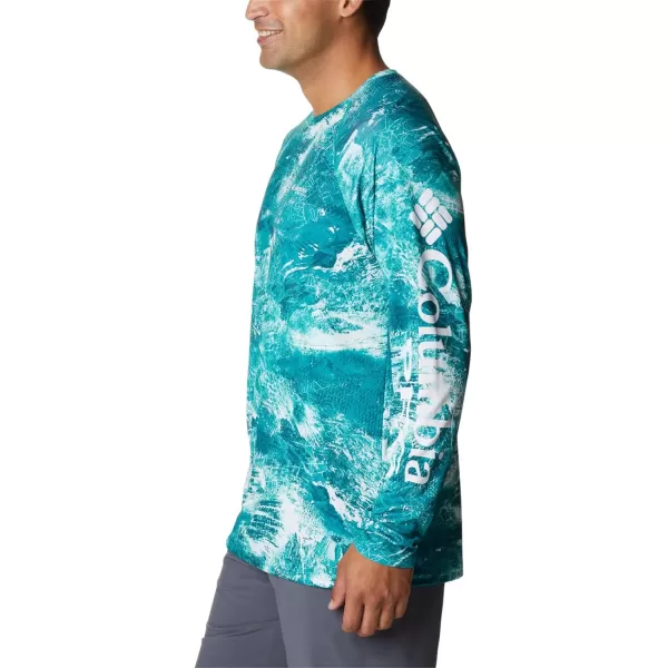 Columbia Mens Terminal Tackle PFG Sleeve LS ShirtElectric Turquoise Realtree Horizon