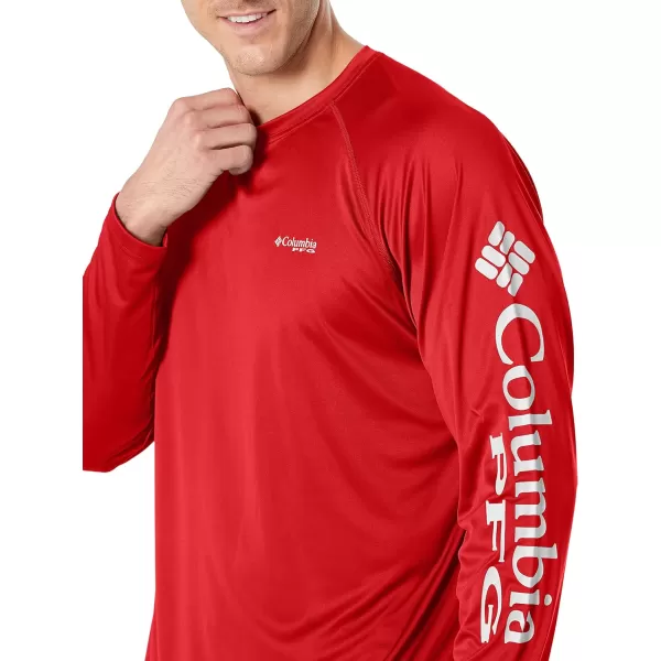 Columbia Mens Terminal Tackle PFG Sleeve LS ShirtRed SparkWhite Logo