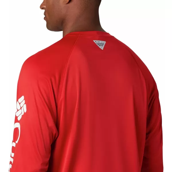 Columbia Mens Terminal Tackle PFG Sleeve LS ShirtRed SparkWhite Logo