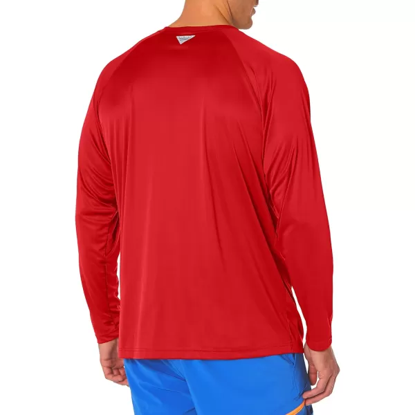 Columbia Mens Terminal Tackle PFG Sleeve LS ShirtRed SparkWhite Logo