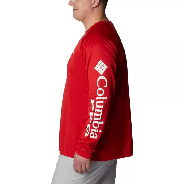 Columbia Mens Terminal Tackle PFG Sleeve LS ShirtRed SparkWhite Logo