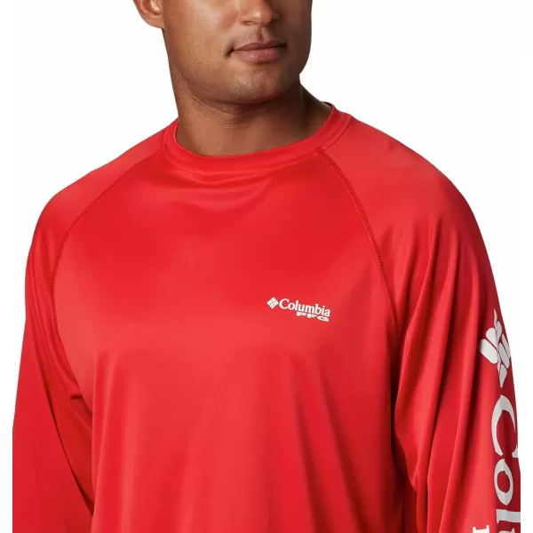 Columbia Mens Terminal Tackle PFG Sleeve LS ShirtRed SparkWhite Logo