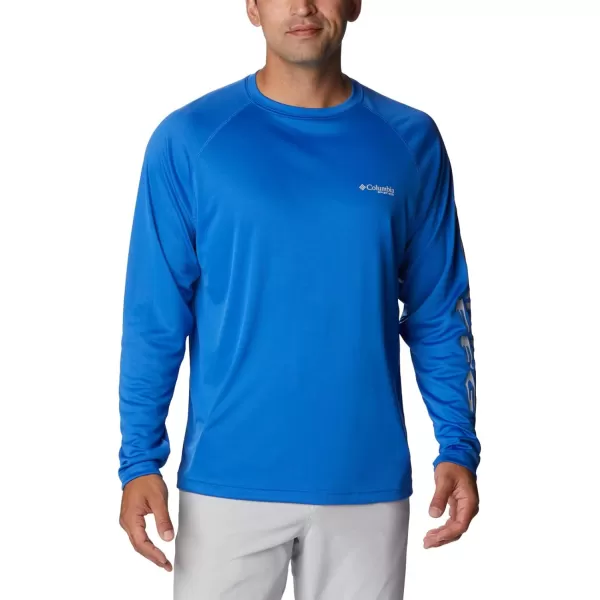 Columbia Mens Terminal Tackle PFG Sleeve LS ShirtVivid BlueCool Grey Logo