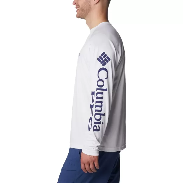 Columbia Mens Terminal Tackle PFG Sleeve LS ShirtWhiteNightshade Logo