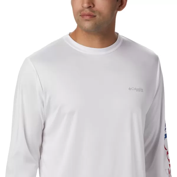 Columbia Mens Terminal Tackle PFG Sleeve LS ShirtWhiteStars and Stripes