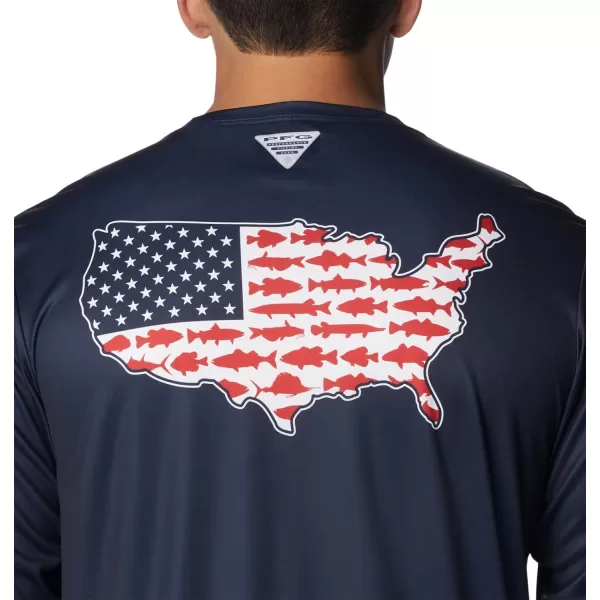 Columbia Mens Terminal Tackle PFG Statetriot Long SleeveCollegiate NavyWhite Usa