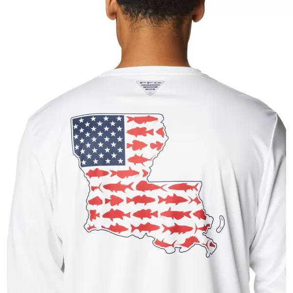 Columbia Mens Terminal Tackle PFG Statetriot Long SleeveWhiteCollegiate Navy La