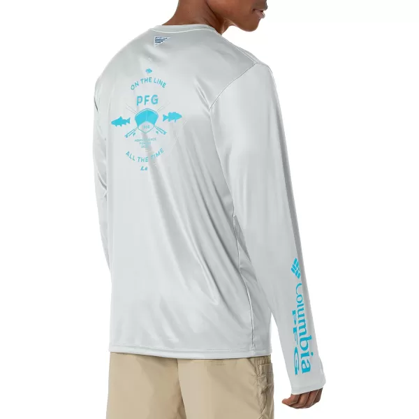 Columbia Mens Terminal Tackle PFG on The Line Long SleeveCool GreyRiptide Freshwater