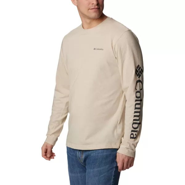 Columbia Mens Thistletown Hills Long Sleeve Logo TeeAncient Fossil Heather