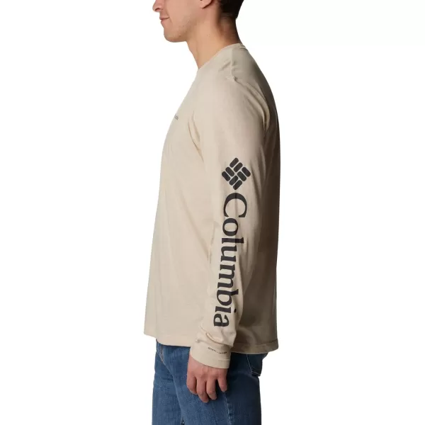 Columbia Mens Thistletown Hills Long Sleeve Logo TeeAncient Fossil Heather