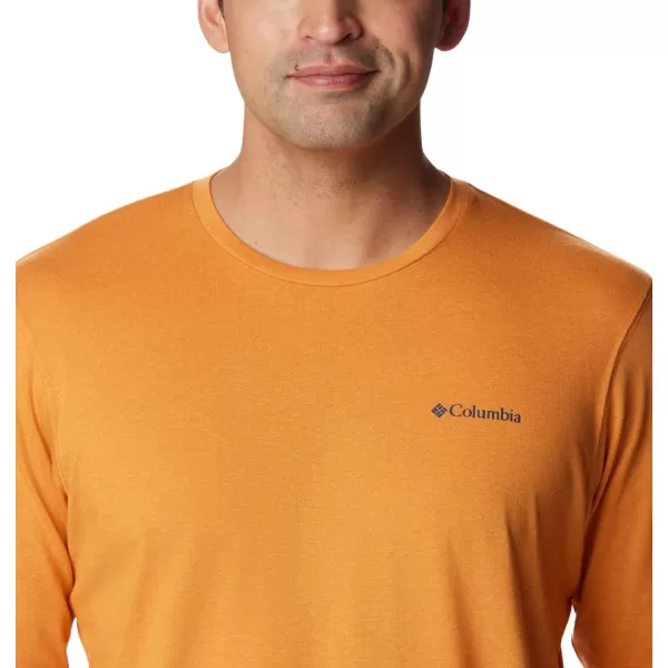 Columbia Mens Thistletown Hills Long Sleeve Logo TeeBright Orange Heather