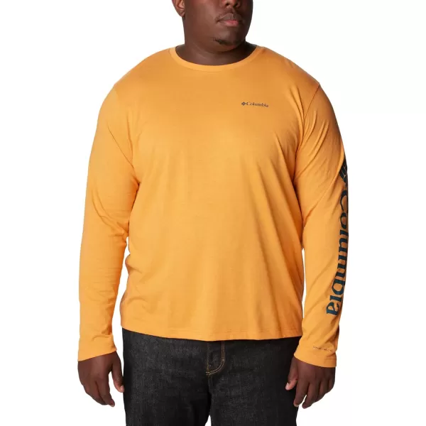 Columbia Mens Thistletown Hills Long Sleeve Logo TeeBright Orange Heather