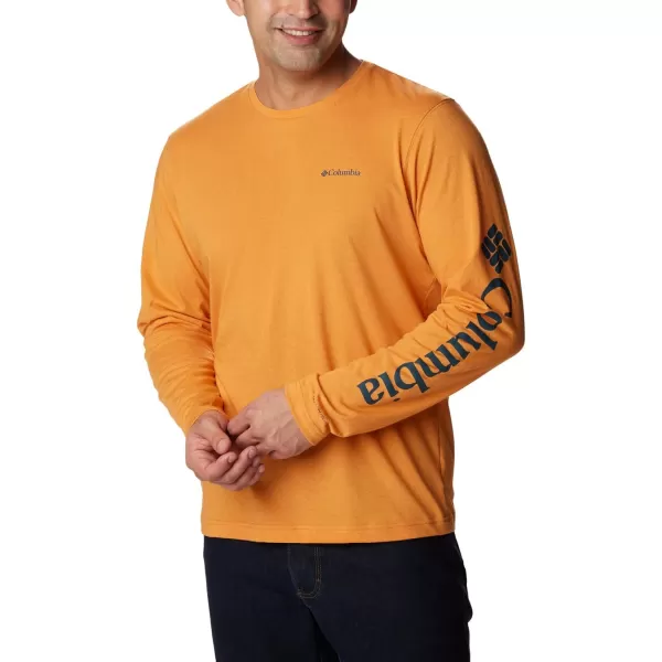 Columbia Mens Thistletown Hills Long Sleeve Logo TeeBright Orange Heather