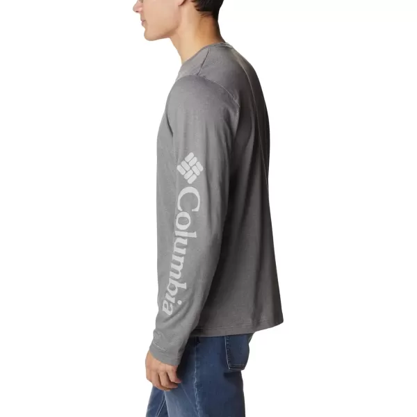 Columbia Mens Thistletown Hills Long Sleeve Logo TeeCity Grey Heather