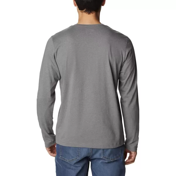 Columbia Mens Thistletown Hills Long Sleeve Logo TeeCity Grey Heather