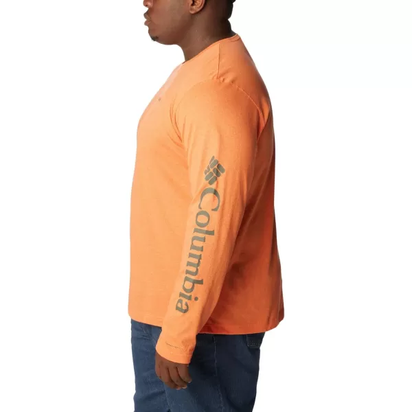 Columbia Mens Thistletown Hills Long Sleeve Logo TeeDesert Orange Double Dye