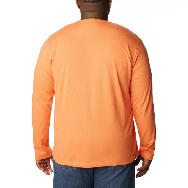 Columbia Mens Thistletown Hills Long Sleeve Logo TeeDesert Orange Double Dye