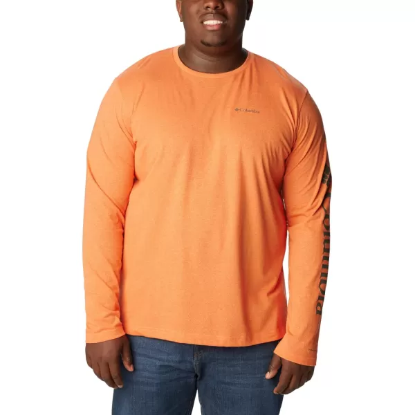 Columbia Mens Thistletown Hills Long Sleeve Logo TeeDesert Orange Double Dye