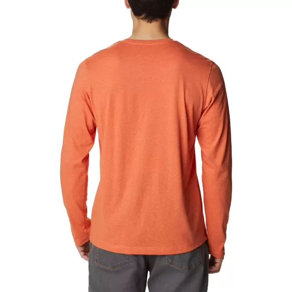 Columbia Mens Thistletown Hills Long Sleeve Logo TeeDesert Orange Double Dye