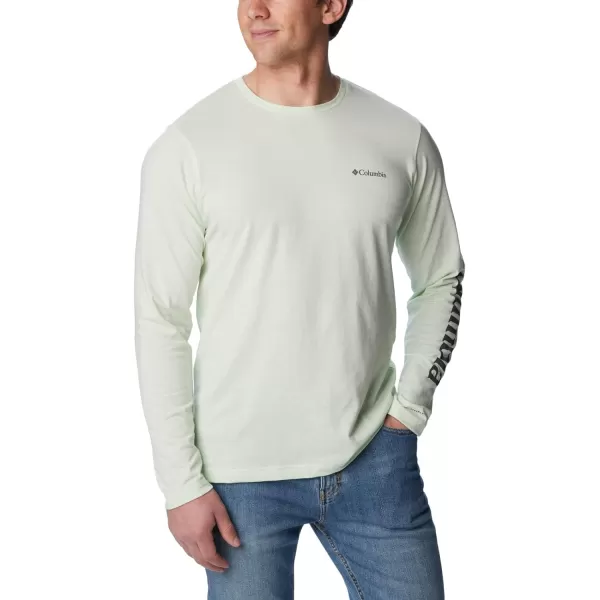 Columbia Mens Thistletown Hills Long Sleeve Logo TeeIce Green Heather