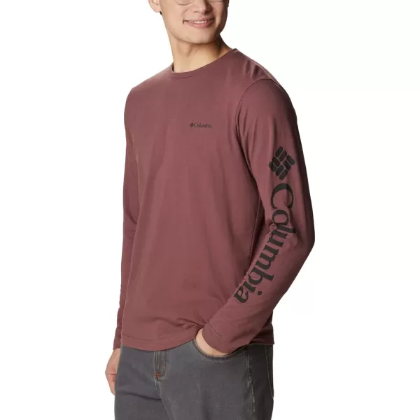 Columbia Mens Thistletown Hills Long Sleeve Logo TeeLight Raisin