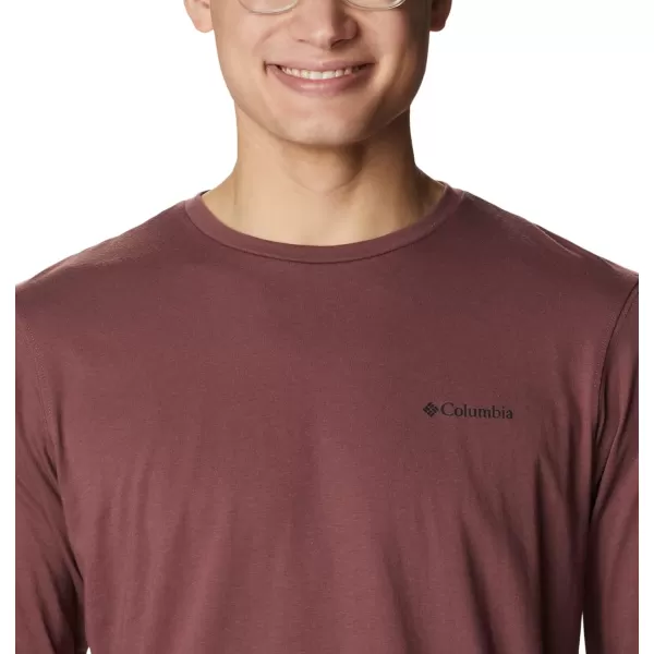 Columbia Mens Thistletown Hills Long Sleeve Logo TeeLight Raisin