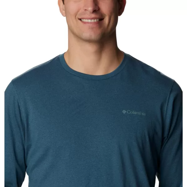 Columbia Mens Thistletown Hills Long Sleeve Logo TeeNight Wave Heather