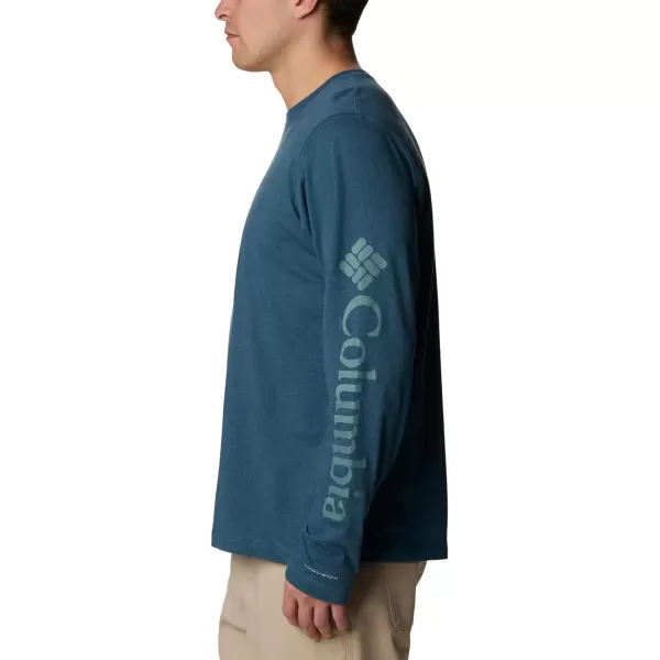 Columbia Mens Thistletown Hills Long Sleeve Logo TeeNight Wave Heather