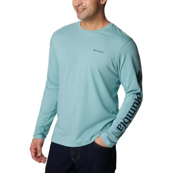 Columbia Mens Thistletown Hills Long Sleeve Logo TeeShasta Heather