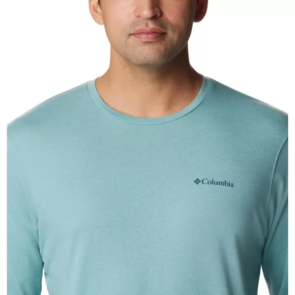 Columbia Mens Thistletown Hills Long Sleeve Logo TeeShasta Heather