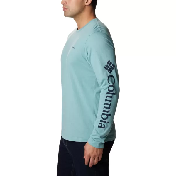 Columbia Mens Thistletown Hills Long Sleeve Logo TeeShasta Heather