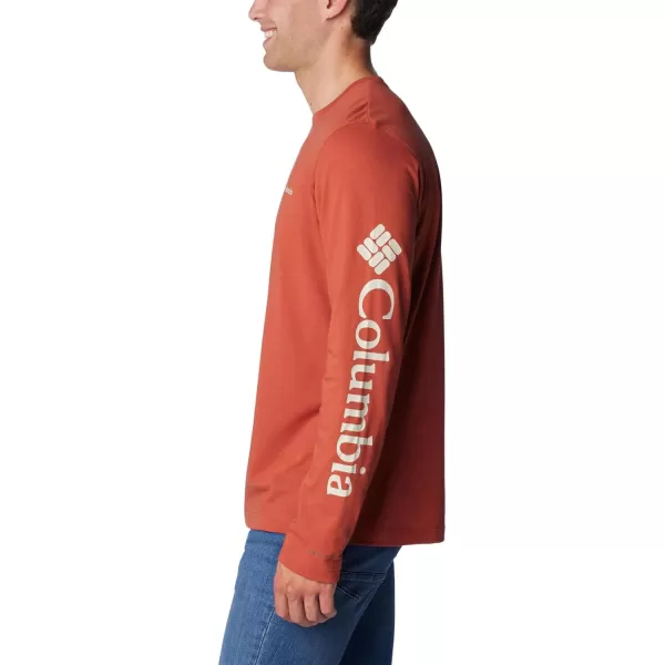 Columbia Mens Thistletown Hills Long Sleeve Logo TeeWarp Red