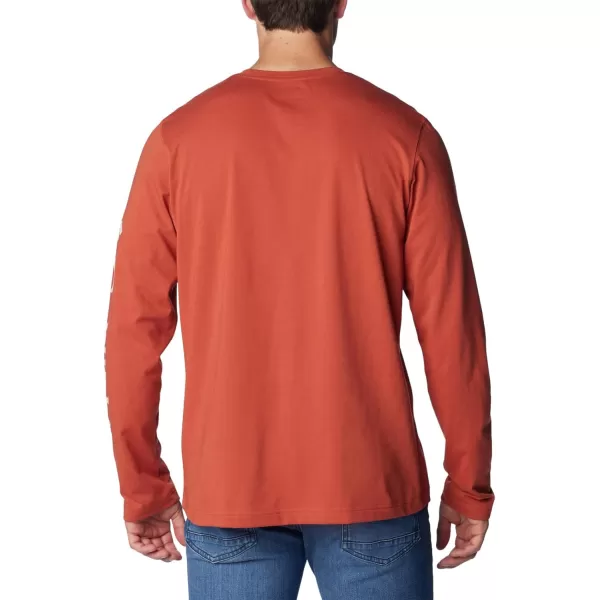 Columbia Mens Thistletown Hills Long Sleeve Logo TeeWarp Red