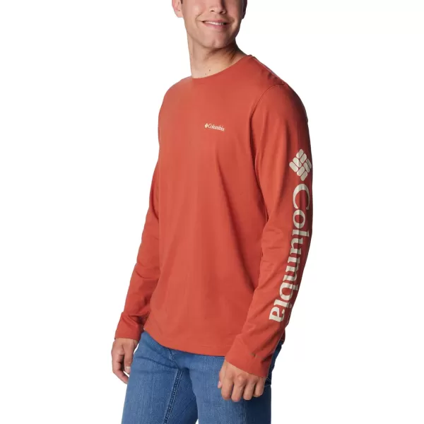 Columbia Mens Thistletown Hills Long Sleeve Logo TeeWarp Red