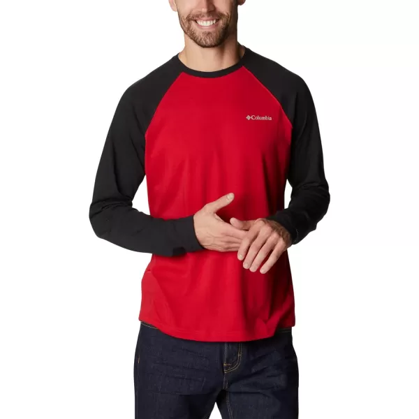 Columbia Mens Thistletown Hills Raglan TeeMountain RedBlack