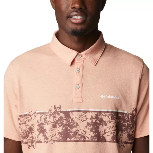 Columbia Mens Thistletown Hills Stripe PoloSummer Peach Heather