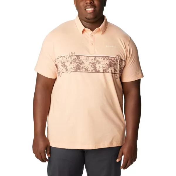 Columbia Mens Thistletown Hills Stripe PoloSummer Peach Heather