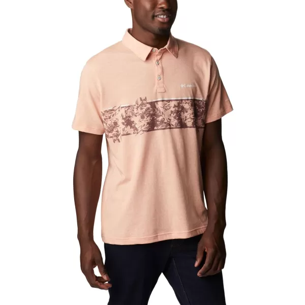 Columbia Mens Thistletown Hills Stripe PoloSummer Peach Heather