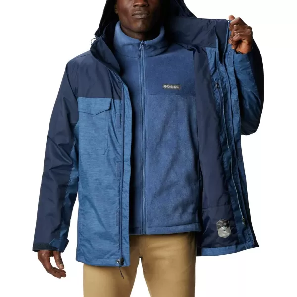 Columbia Mens Timberline Triple Interchange Winter JacketNight Tide Jacquard TextureColl Navy