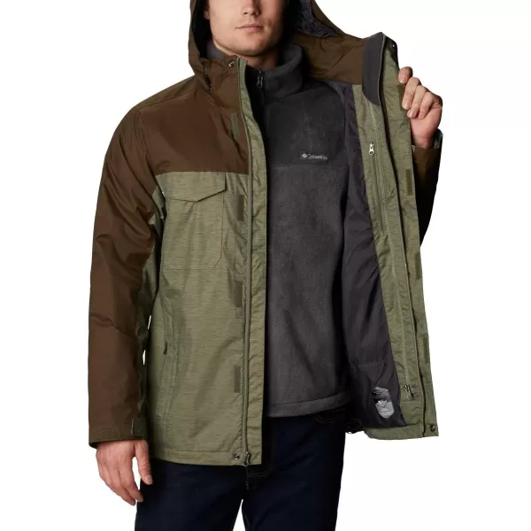 Columbia Mens Timberline Triple Interchange Winter JacketStone Green Jacquard TextureOlive Grn