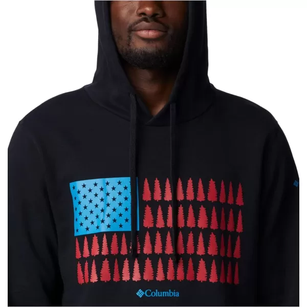 Columbia Mens Trek Graphic HoodieBlackTreestriped Flag