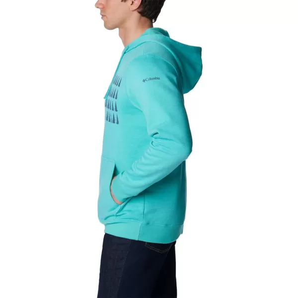 Columbia Mens Trek Graphic HoodieBright Aqua HeatherTreestriped Flag