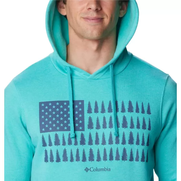 Columbia Mens Trek Graphic HoodieBright Aqua HeatherTreestriped Flag