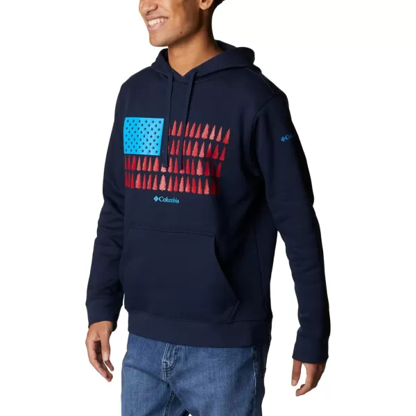 Columbia Mens Trek Graphic HoodieCollegiate NavyTreestriped Flag